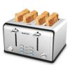 Toaster 4 Slice,Stainless Steel Extra-Wide Slot Toaster + Dual Control Panels