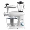 6 Speed Stand Electric Mixer, Tilt Head Kitchen Mixer with Meat Grinder and Juice Blender, 6 Quarts  Food Mixer - White