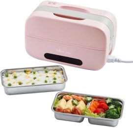 Bear DFH-B10T6 Self Heated Lunch Box, Leakproof Plug-in Lunch Box, with Keep Warm Function, 120V, Pink