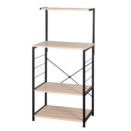 Wooden Kitchen Shelf , Baker's Rack 4 Tier Shelves Brown Color