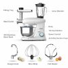 6 Speed Stand Electric Mixer, Tilt Head Kitchen Mixer with Meat Grinder and Juice Blender, 6 Quarts  Food Mixer - White