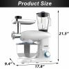 6 Speed Stand Electric Mixer, Tilt Head Kitchen Mixer with Meat Grinder and Juice Blender, 6 Quarts  Food Mixer - White