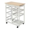 Free shipping Moveable Kitchen Cart with Two Drawers & Two Wine Racks & Three Baskets White  YJ