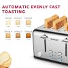 Toaster 4 Slice,Stainless Steel Extra-Wide Slot Toaster + Dual Control Panels