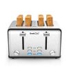 Toaster 4 Slice,Stainless Steel Extra-Wide Slot Toaster + Dual Control Panels