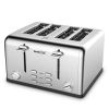 Toaster 4 Slice,Stainless Steel Extra-Wide Slot Toaster + Dual Control Panels