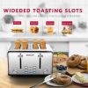 Toaster 4 Slice,Stainless Steel Extra-Wide Slot Toaster + Dual Control Panels