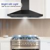 Range Hood 36 inch Black Wall Mount Range Hood in Black Stainless Steel Kitchen Vent Hood