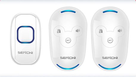 Remote Control Electronic Doorbell Caller For The Elderly (Color: White, Style: 1doorbell to2waterproof butt)