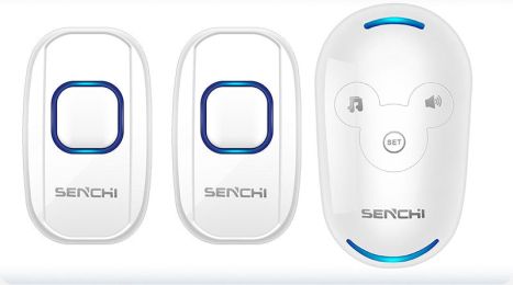 Remote Control Electronic Doorbell Caller For The Elderly (Color: White, Style: 2doorbell to 1waterproof but)