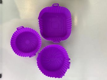 Air Fryer Silicone Pad All-in-One Pot Food Grade Baking Pan (Color: purple, Style: Round trumpet)