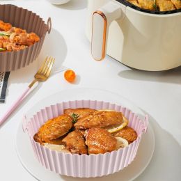 Air Fryer Silicone Pad Multifunctional Lined Baking Pan (Color: Pink, Style: S thin)