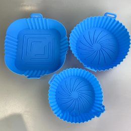 Air Fryer Silicone Pad All-in-One Pot Food Grade Baking Pan (Color: Blue, Style: square)