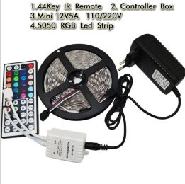 5050Led led lamp DC12V5M300led+44 key RGB remote control power adapter (Style: Waterproof)