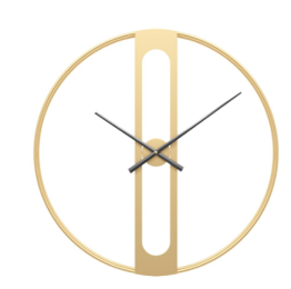 Round metal clock (Color: Gold)