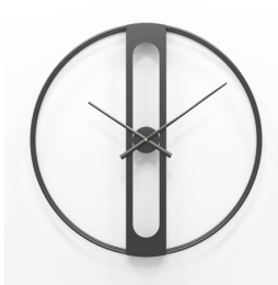 Round metal clock (Color: Black)