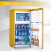 WANAI Compact Refrigerator 3.2 Cu.Ft Classic Retro Refrigerator 2 Door Mini Refrigerator Adjustable Remove Glass Shelves Refrigerator Suitable for Dor