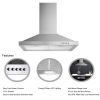 30 inch Wall Mounted Kitchen Range Hood Stainless Steel 450 CFM Vent LED Lamp 3-Speed New