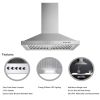 30 inch Wall Mounted Kitchen Range Hood Stainless Steel 450 CFM Vent LED Lamp 3-Speed New