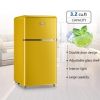 WANAI Compact Refrigerator 3.2 Cu.Ft Classic Retro Refrigerator 2 Door Mini Refrigerator Adjustable Remove Glass Shelves Refrigerator Suitable for Dor