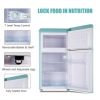 WANAI Compact Refrigerator 3.2 Cu.Ft Classic Retro Refrigerator 2 Door Mini Refrigerator Adjustable Remove Glass Shelves Refrigerator Suitable for Dor