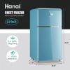 WANAI Compact Refrigerator 3.2 Cu.Ft Classic Retro Refrigerator 2 Door Mini Refrigerator Adjustable Remove Glass Shelves Refrigerator Suitable for Dor