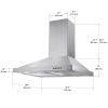 30 inch Wall Mounted Kitchen Range Hood Stainless Steel 450 CFM Vent LED Lamp 3-Speed New